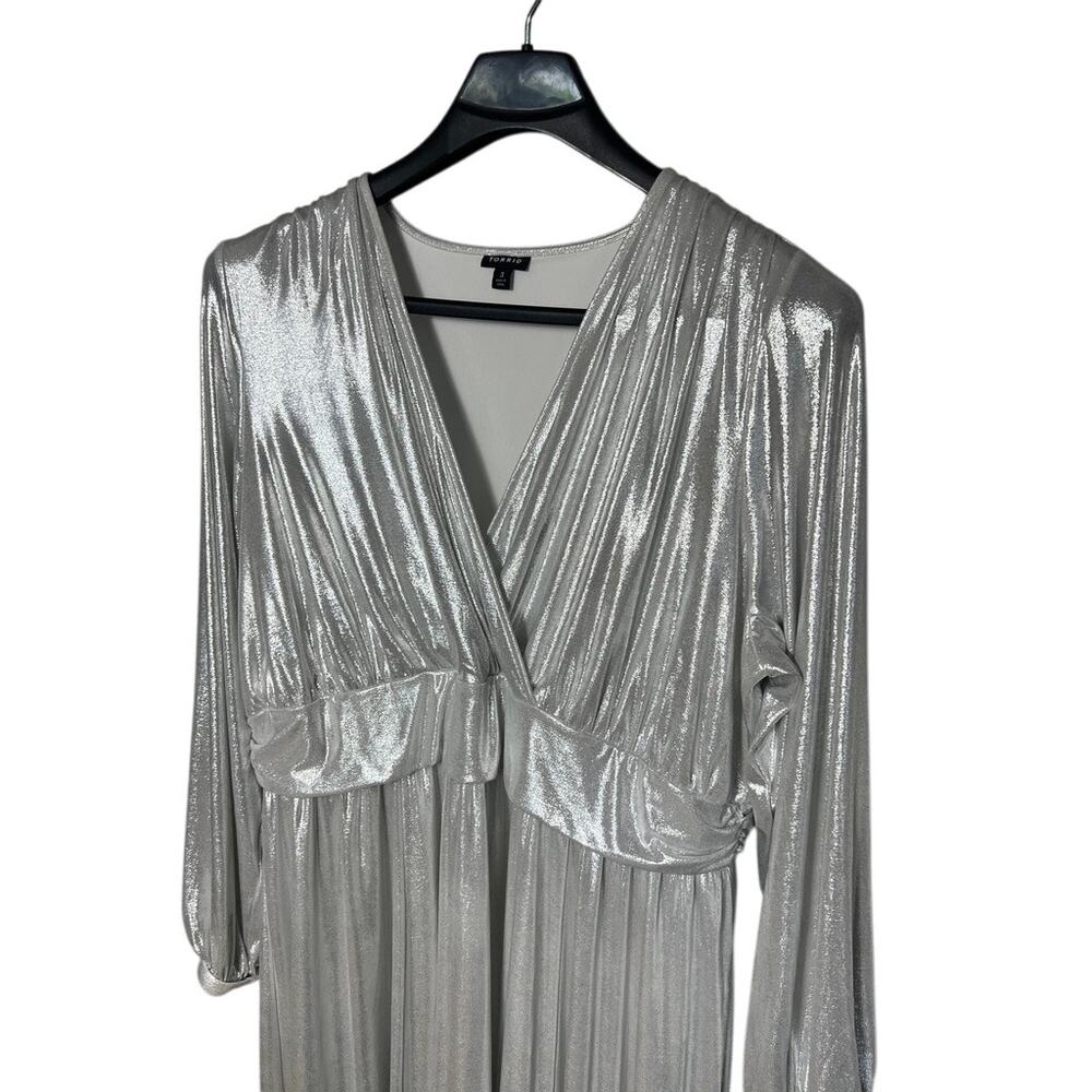 Torrid Mini Liquid Knit Surplice Dress Metallic Silver Party Torrid 3 3XL 22-24 - Picture 6 of 11